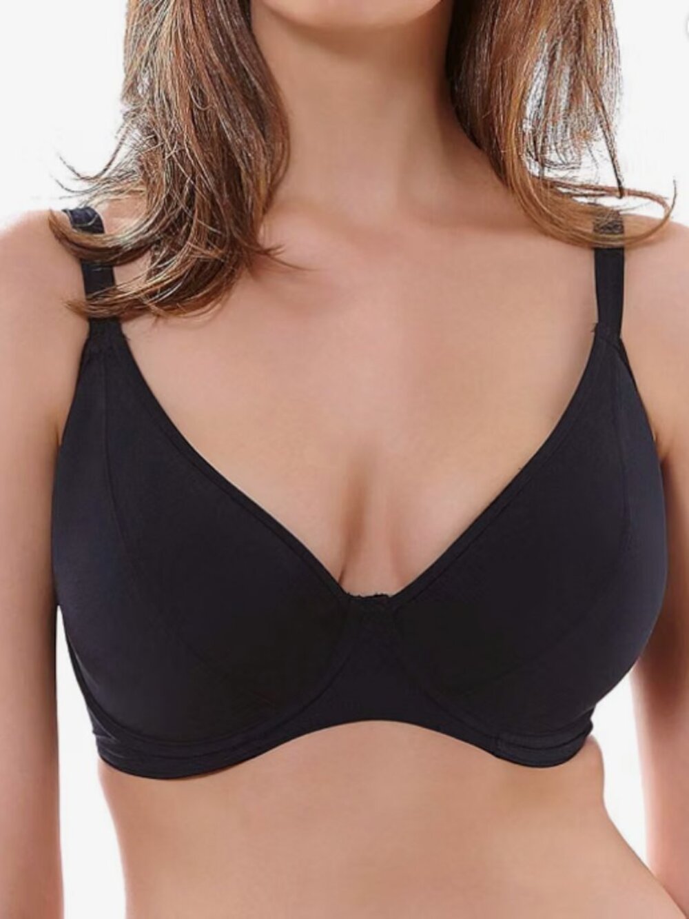 Freya sz 36G Remix Underwire Plunge Bikini Swim Top Black Style #3954